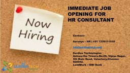 Openings for HR Consultant in Chennai